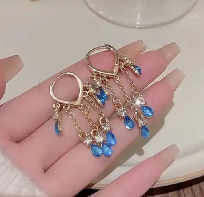 Aretes Dorados con Azul